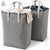 Set 2 Cosuri pentru Rufe Elindor®, Cosuri de Depozitare Pliabile, Material Textil Bumbac si In, Interior Impermeabil PE, Manere pentru Transport, Capacitate 72 L fiecare, pentru Baie, Dormitor si Spalatorie, 40 x 30 x 60 cm, Gri