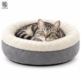 Pat Confortabil pentru Pisici Elindor® Rotund, Culcus Moale Antiderapant, Potrivit pentru Caine si Pisica de Talie Mica si Medie, Ideal in Orice Anotimp, in Casa, Marimea S, 60 x 60 cm, Gri Deschis
