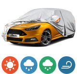 Prelată Auto Premium 6 Straturi, Impermeabilă, Protecție UV, Praf și Zăpadă, Accesorii Masina,Universală pentru Hatchback, Mărime M, 382 x 165 x 120 cm