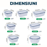 Set de 24 Caserole Elindor® Recipiente Ingrediente pentru Bucatarie, pentru Alimente Uscate, Recipient pentru Depozitare Cafea, Zahar, Paste, Cereale, Capac Etans, fara BPA, Potrivit pentru Congelator Transparent