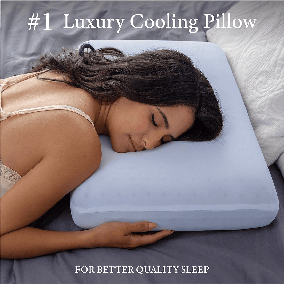 Perna Ortopedică Gel Memory Foam, Suport Gât și Cervical, Husa Detasabilă, Ventilată, 60x40x13 cm, Albastru