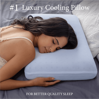 Perna Ortopedică Gel Memory Foam, Suport Gât și Cervical, Husa Detasabilă, Ventilată, 60x40x13 cm, Albastru