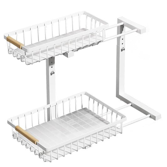 Organizator glisant metalic pentru dulapuri de bucătărie, perfect pentru depozitare eficientă