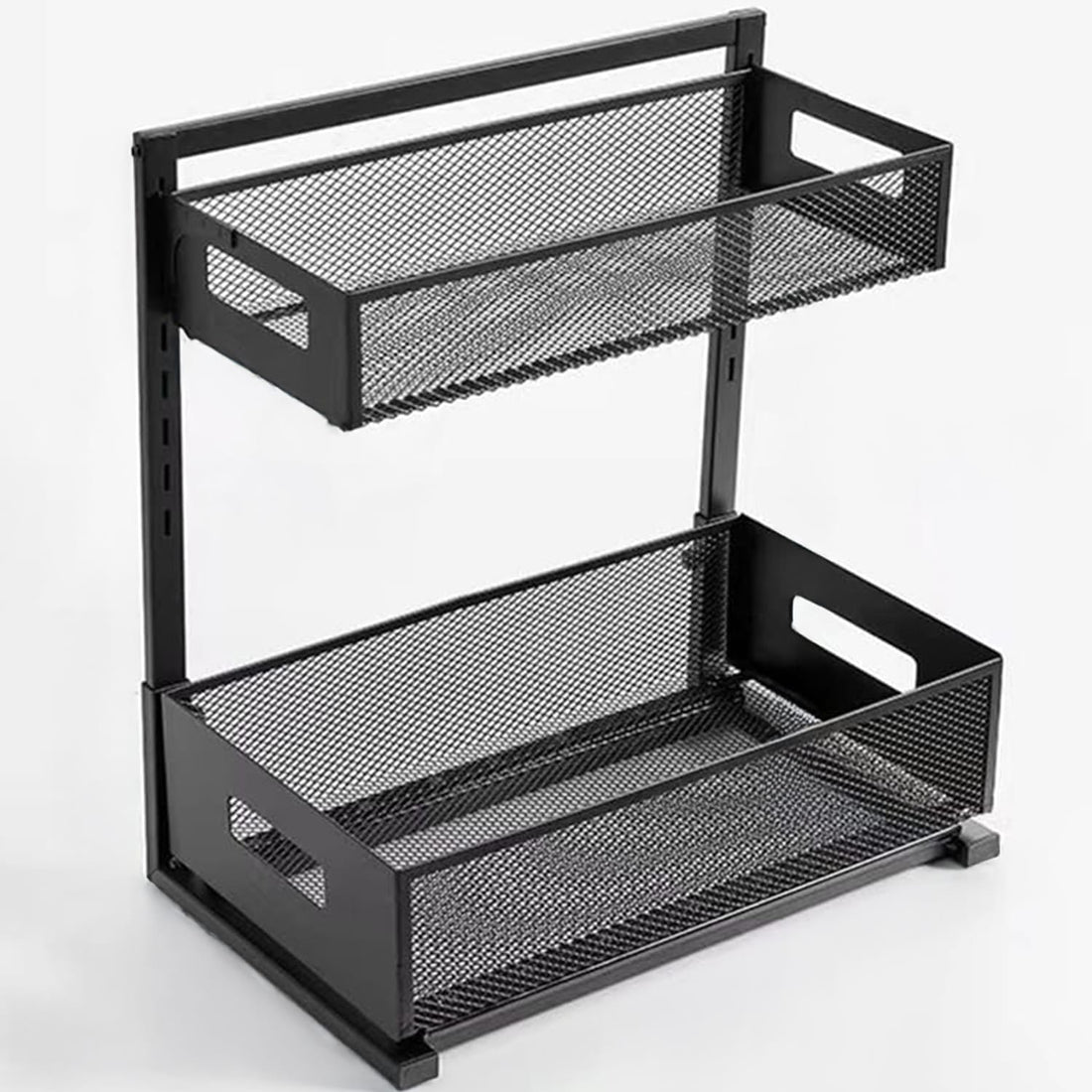 Organizator metalic dublu Elindor pentru bucătărie și baie, cu coșuri spațioase