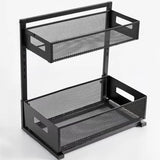 Organizator metalic dublu Elindor pentru bucătărie și baie, cu coșuri spațioase