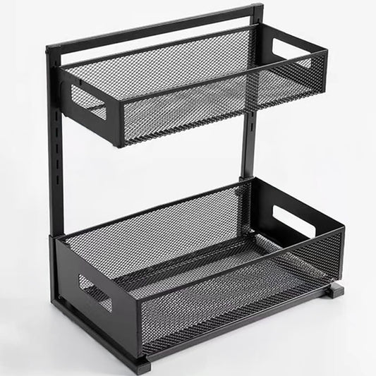 Organizator metalic dublu Elindor pentru bucătărie și baie, cu coșuri spațioase