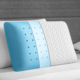 Perna Ortopedică Gel Memory Foam, Suport Gât și Cervical, Husa Detasabilă, Ventilată, 60x40x13 cm, Albastru