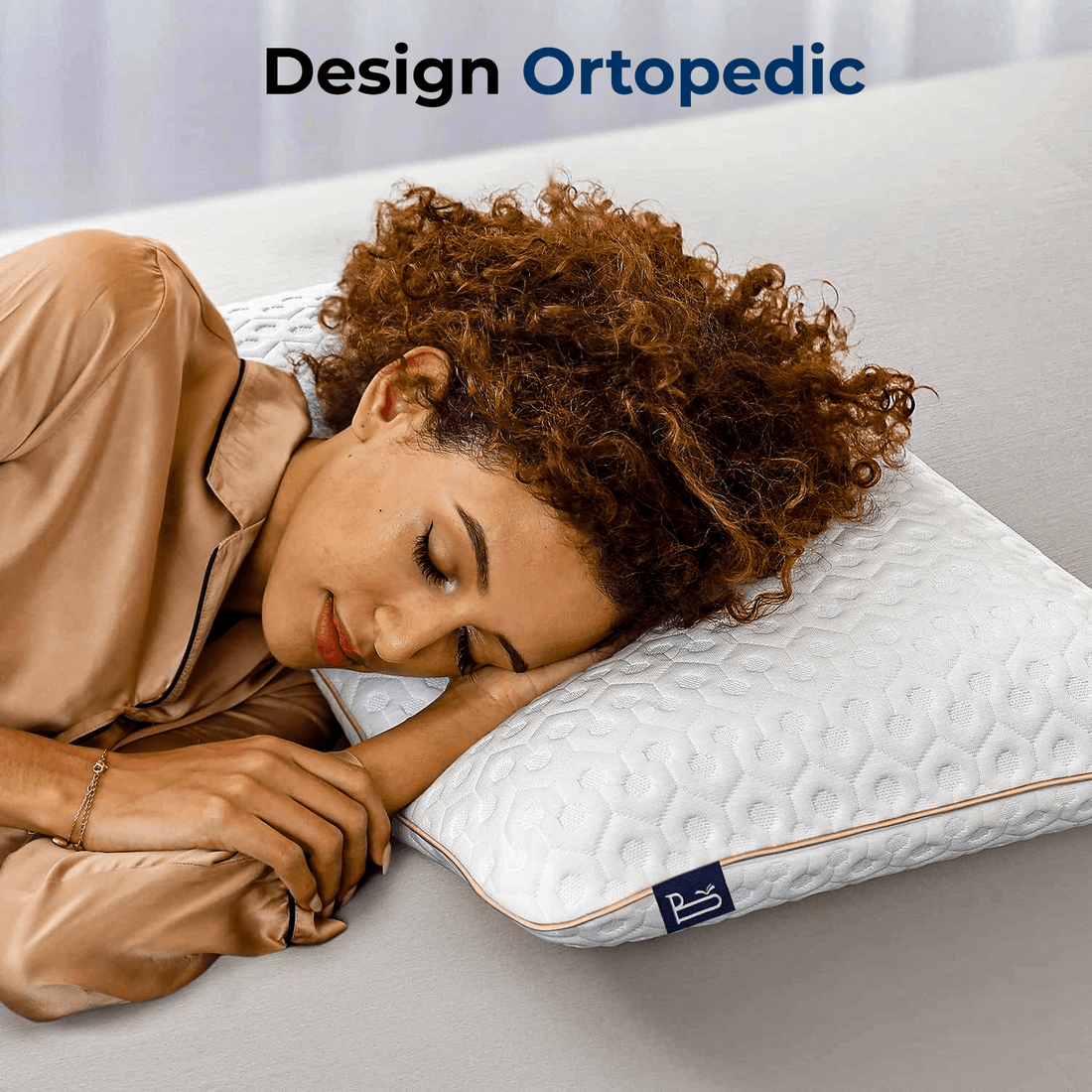 Perna Ortopedică Gel Memory Foam, Suport Gât și Cervical, Husa Detasabilă, Ventilată, 60x40x13 cm, Albastru