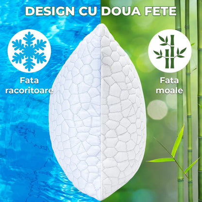 Pernă ajustabilă cu înălțimi variabile pentru poziții de dormit personalizate.