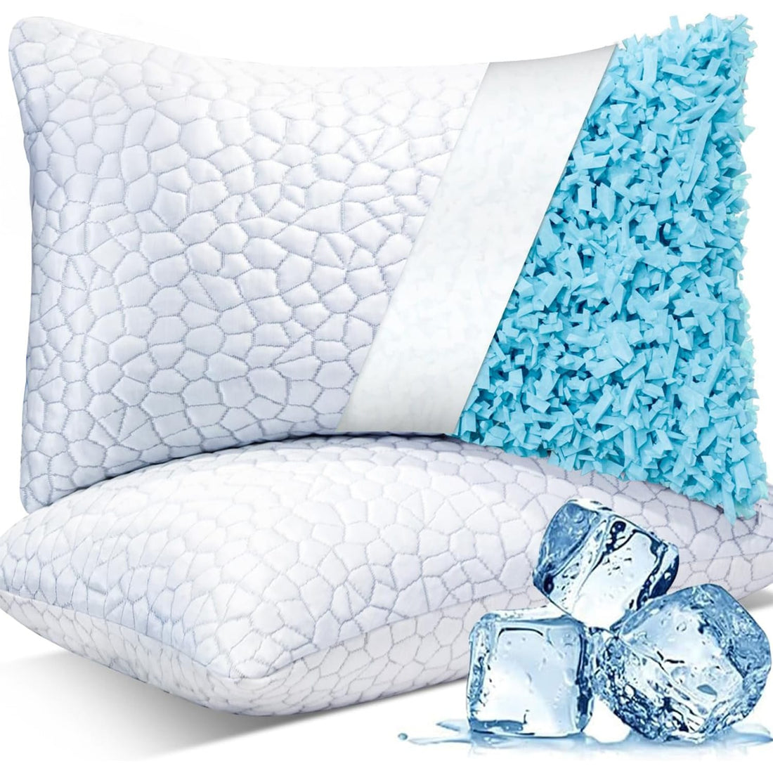 Perna Ortopedica Elindor® Spuma cu Memorie Ajustabila pentru Gat, Suport Cervical Ergonomic, Memory Foam Pillow, Hipoalergenica, Efect de Racire, 2 Fete pentru Vara si Iarna, Husa Detasabila Respirabila, Ajuta la Spondiloza Cervicala, 50x70 cm, Alb