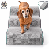 Scari si Rampa 2 in 1 pentru Animale Elindor®, 3 Trepte Curbate pentru Caini si Pisici, Suprafata Antiderapanta pentru Pat sau Canapea, Spuma cu Rezilienta Ridicata 30D si Material Textil, pentru Dormitor si Living, 68 x 40 x 42 cm, Gri