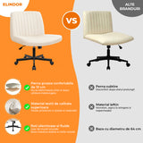 Scaun Birou Ergonomic Elindor® Rotativ 360°, fara Manere, cu Spatar Design Compact, Confortabil, Scaune in Stil Modern cu Roti, Picioare Metalice, Reglaj Balansare, Inaltime Ajustabila, 56 × 67 × 92 cm, Bej