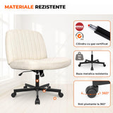 Scaun Birou Ergonomic Elindor® Rotativ 360°, fara Manere, cu Spatar Design Compact, Confortabil, Scaune in Stil Modern cu Roti, Picioare Metalice, Reglaj Balansare, Inaltime Ajustabila, 56 × 67 × 92 cm, Bej