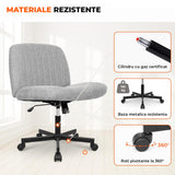 Scaun Birou Ergonomic Elindor® Rotativ 360°, fara Manere, cu Spatar Design Compact, Confortabil, Scaune in Stil Modern cu Roti, Picioare Metalice, Reglaj Balansare, Inaltime Ajustabila, 56 × 67 × 92 cm, Gri