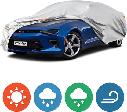 Prelată Auto Premium cu 6 Straturi, Impermeabilă, Protecție UV, Praf și Zăpadă,Accesorii Masina, Universală pentru Berlină, Mărime M, 431 x 165 x 120 cm.