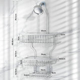 Suport de duș din aluminiu cu dimensiuni și detalii de capacitate