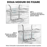 Suport de duș cu două metode de fixare pentru pereți