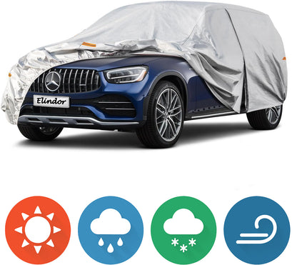 Prelată Auto Premium 6 Straturi, Impermeabilă, Protecție UV, Praf și Zăpadă,Accesorii Masina, Universală pentru SUV, Mărime M, 450 x 183 x 143 cm.