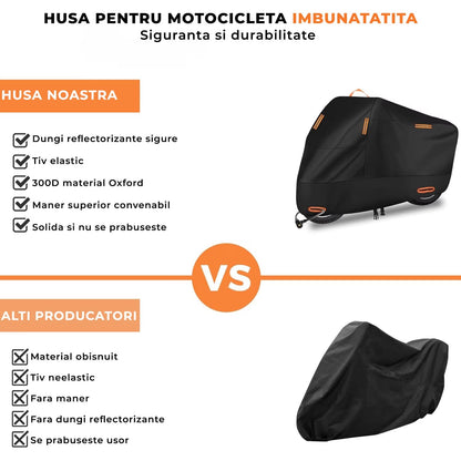 Husa Motocicleta Neagra Pliabila Elindor® Marime XL pentru Exterior, Rezistenta la Ploaie, Vant, Zapada si Praf, Prindere Sigura, Material Durabil Oxford, Potrivit pentru Scuter si Motor, Usor de Intretinut, Protectie Totala, Accesorii Moto